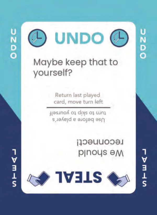 “Maybe keep that to yourself?” / “We should reconnect!” — Dramanoes annoy card