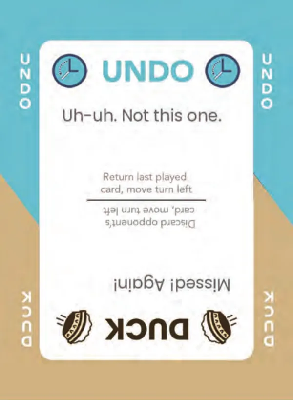 “Uh-uh. Not this one.” / “Missed! Again!” — Dramanoes annoy card