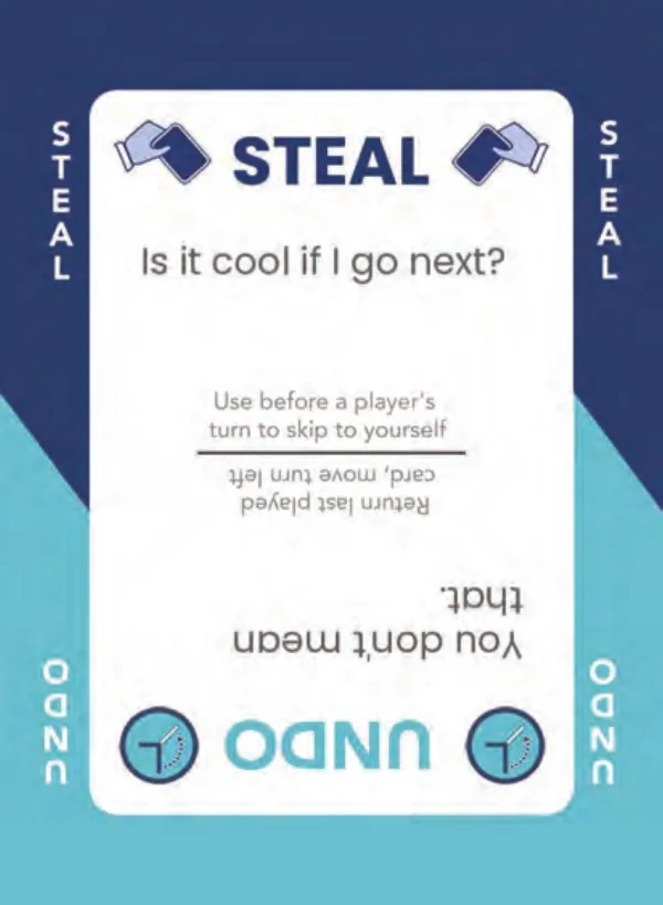 “Is it cool if I go next?” / “You don't mean that.” — Dramanoes annoy card