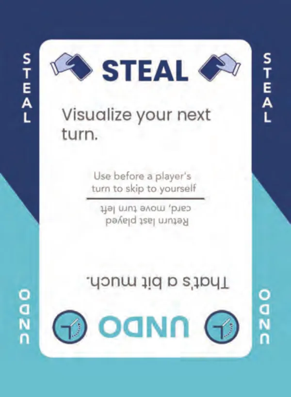 “Visualize your next turn.” / “That's a bit much.” — Dramanoes annoy card