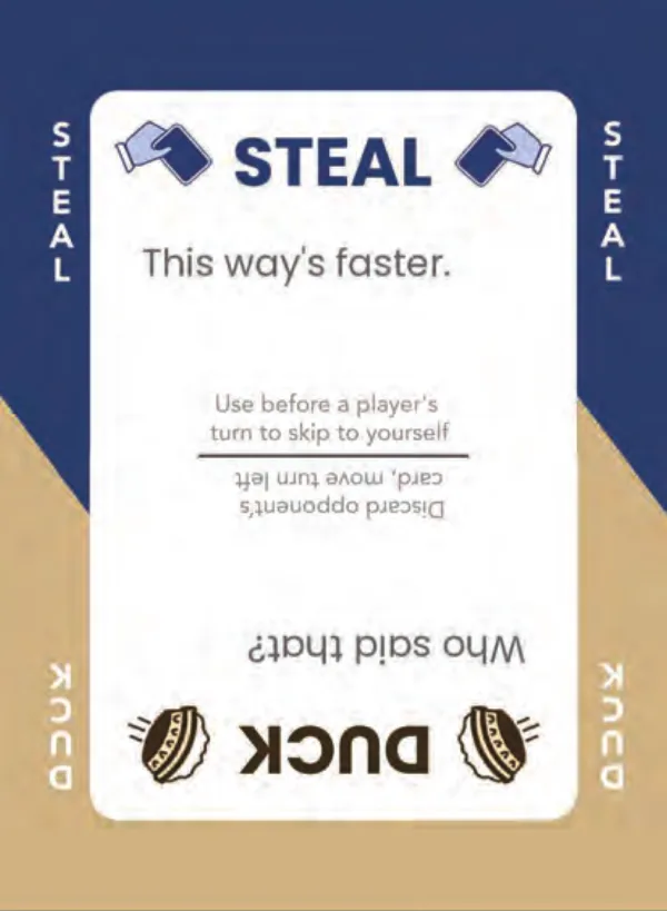 “This way's faster.” / “Who said that?” — Dramanoes annoy card