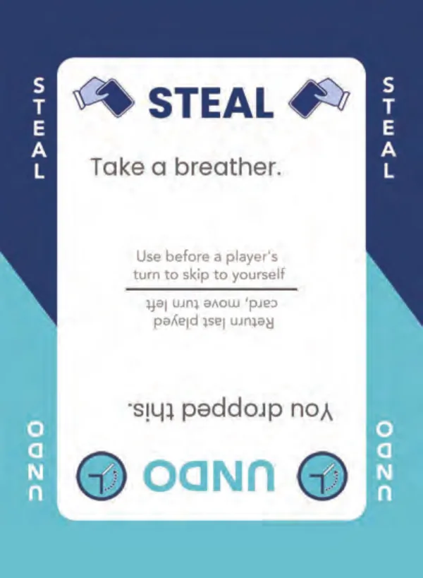 “Take a breather.” / “You dropped this.” — Dramanoes annoy card