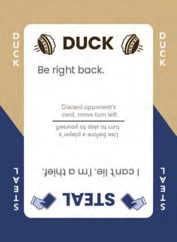 “Be right back.” / “I can't lie. I'm a thief.” — Dramanoes annoy card