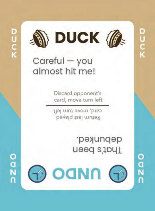 “Careful — you almost hit me!” / “That's been debunked.” — Dramanoes annoy card