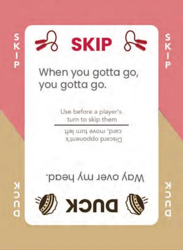 “When you gotta go, you gotta go.” / “Way over my head.” — Dramanoes annoy card