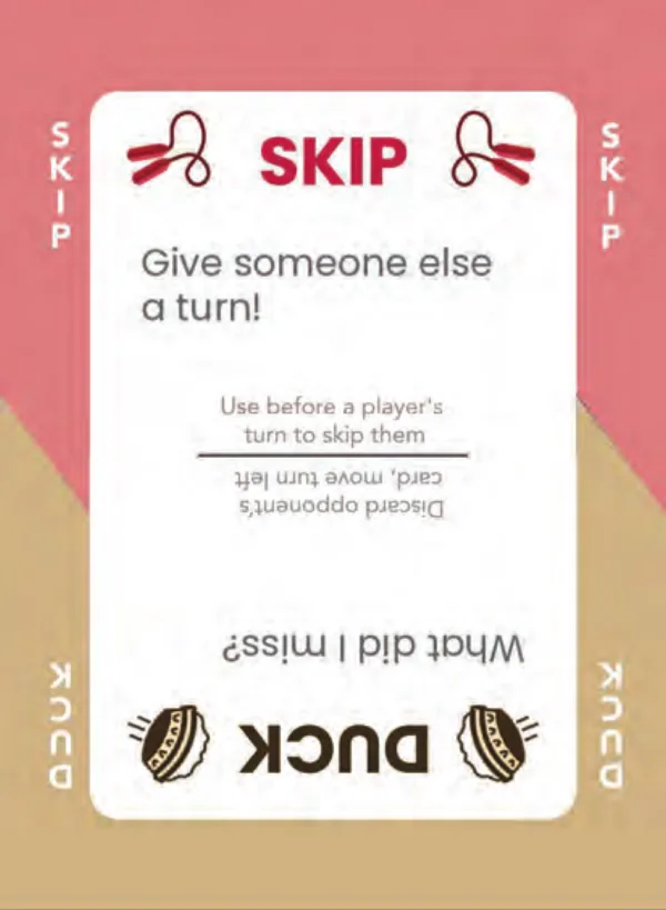 “Give someone else a turn!” / “What did I miss?” — Dramanoes annoy card